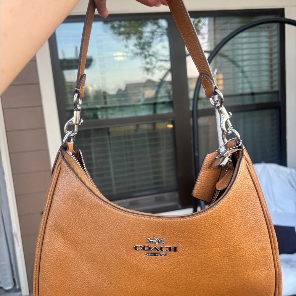 Coach Brown Leather Hobo Bag - Signature Silver Hardware - Picture 2 of 4